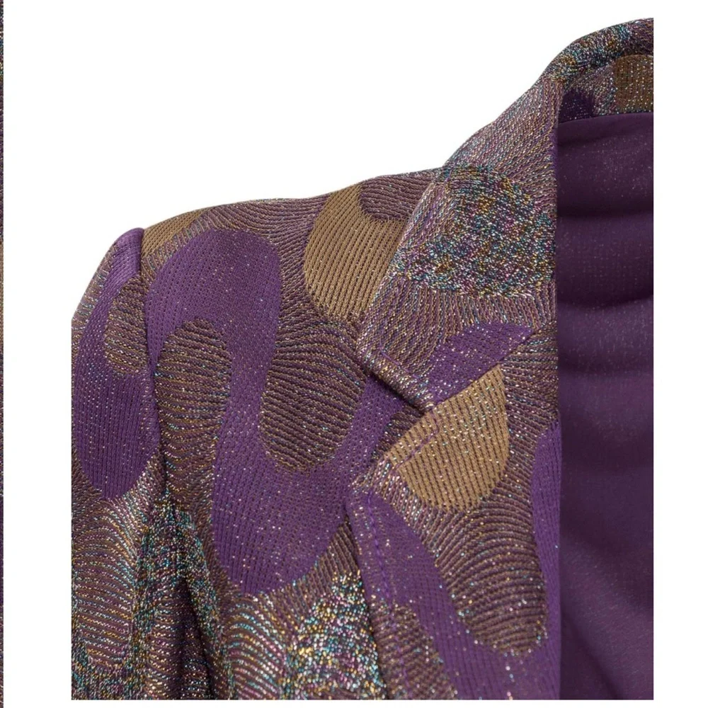 M MISSONI PURPLE ZIGZAG Metallic Blazer Jacket with Metallic Fiber - Picture 7 of 8